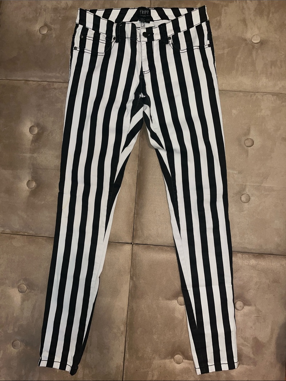 Tripp NYC Black & White Vertical Stripe Straight Leg Pants